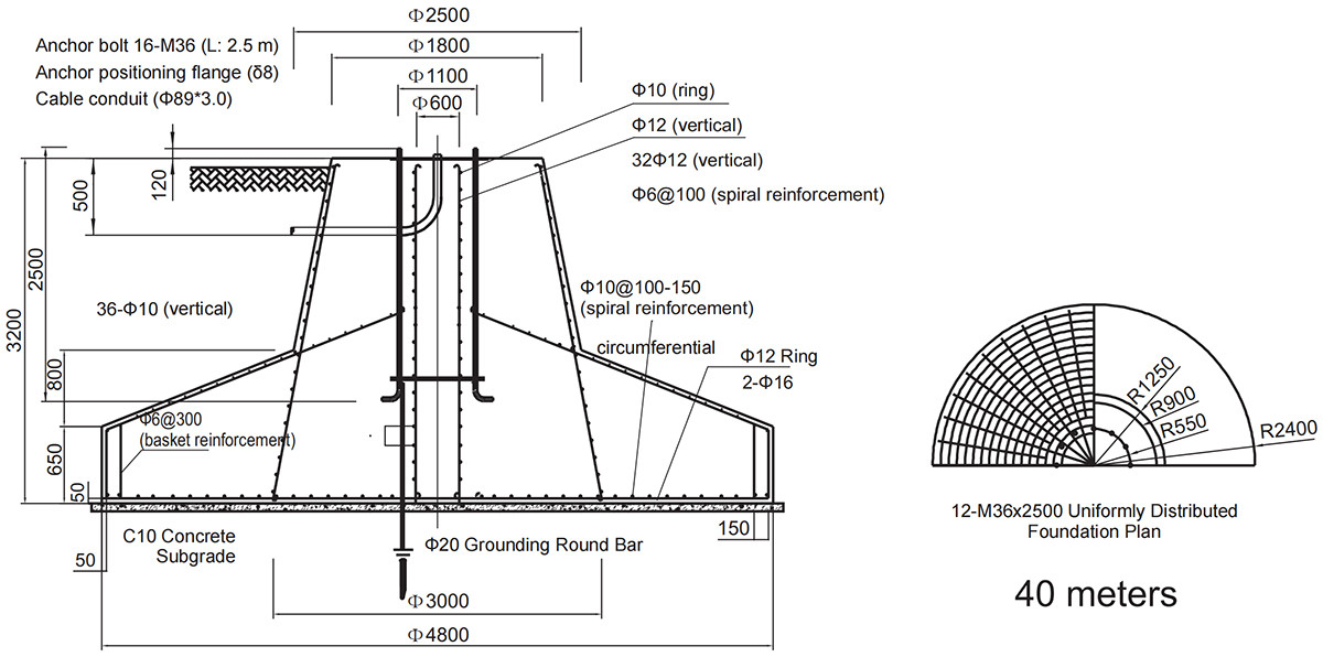 вибухозахищений високий мачтовий прожектор 40 метрів базовий план поверху