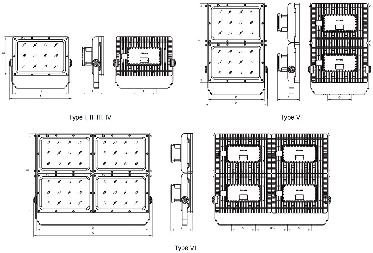 вибухозахищений світильник bed57 монтажні розміри