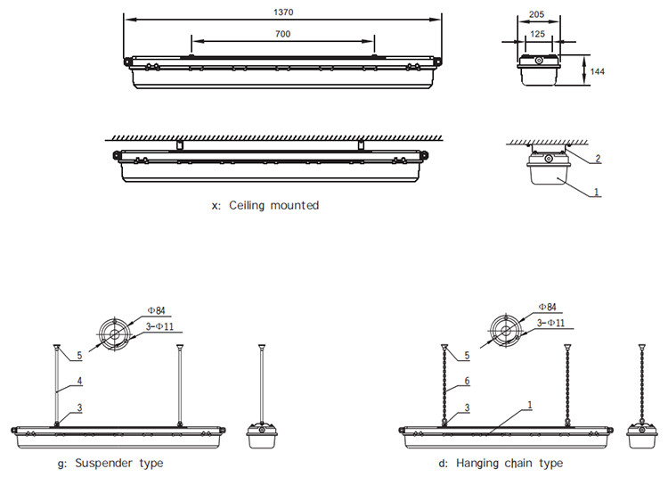 explosion proof linear light bys installation dimensions-1