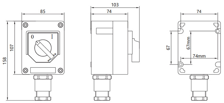 explosion proof and anti-corrosion lighting switch bzm8030 installation dimensions