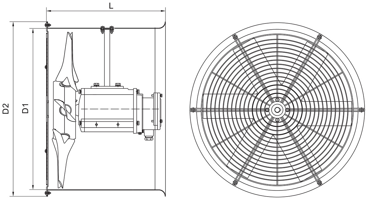 ventilador de fluxo axial à prova de explosão bt35 dimensões de instalação