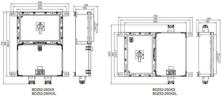 explosion proof circuit breaker bzd52 installation dimensions-2