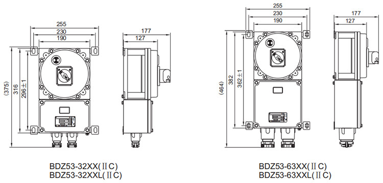 explosion proof circuit breaker bzd52 installation dimensions-3