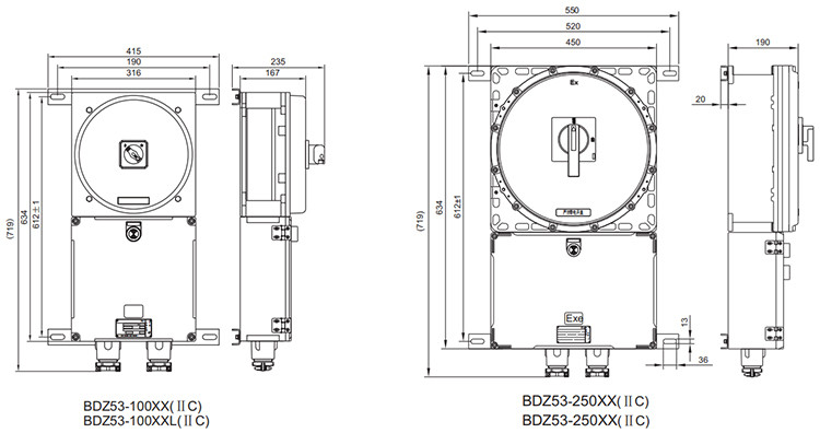 explosion proof circuit breaker bzd52 installation dimensions-4