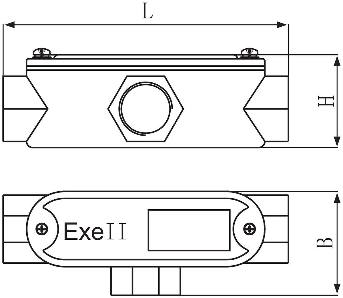 explosion-proof conduit outlet box yhxe-b tee schematic diagram