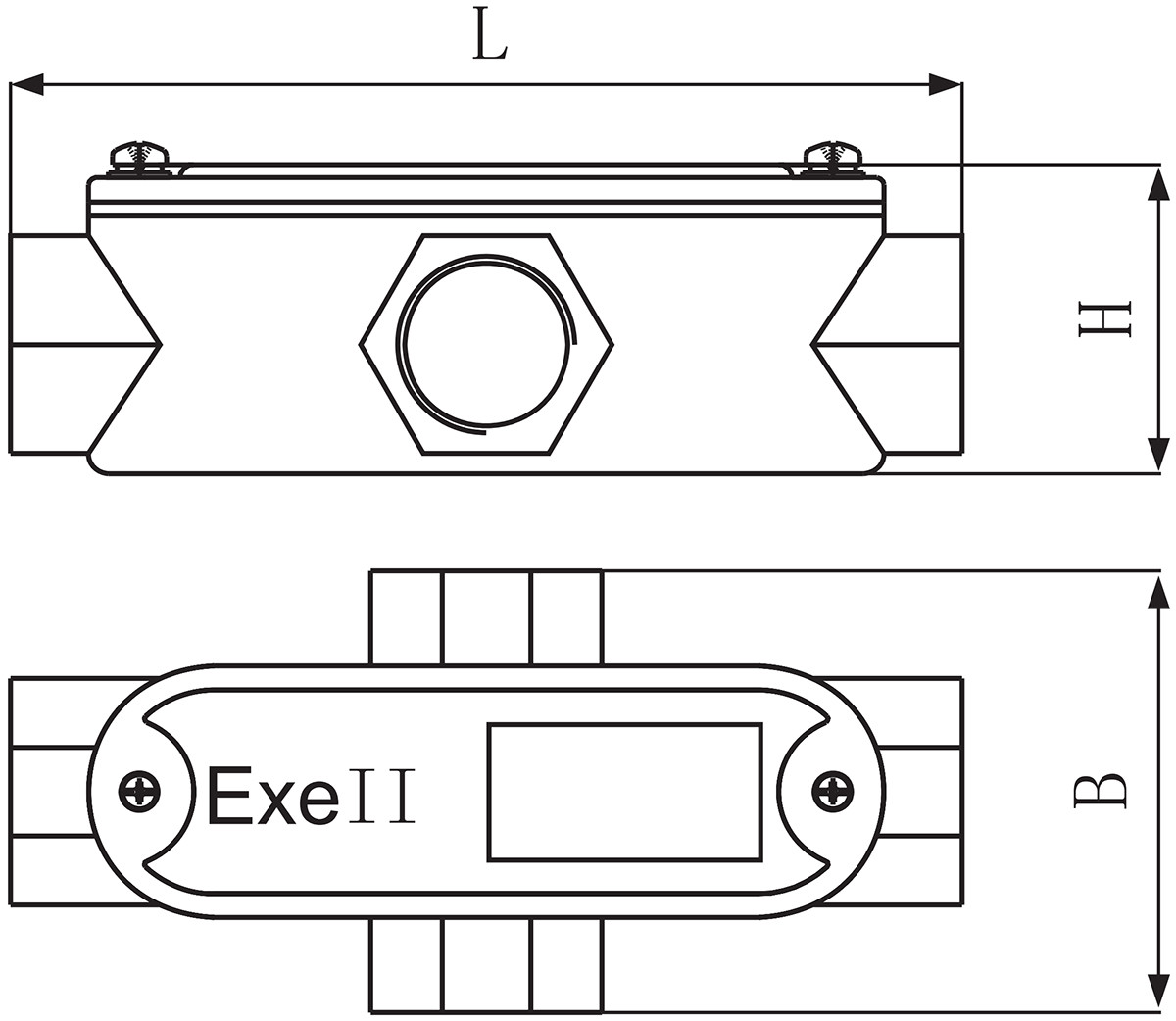 explosion-proof conduit outlet box yhxe-c cross schematic diagram