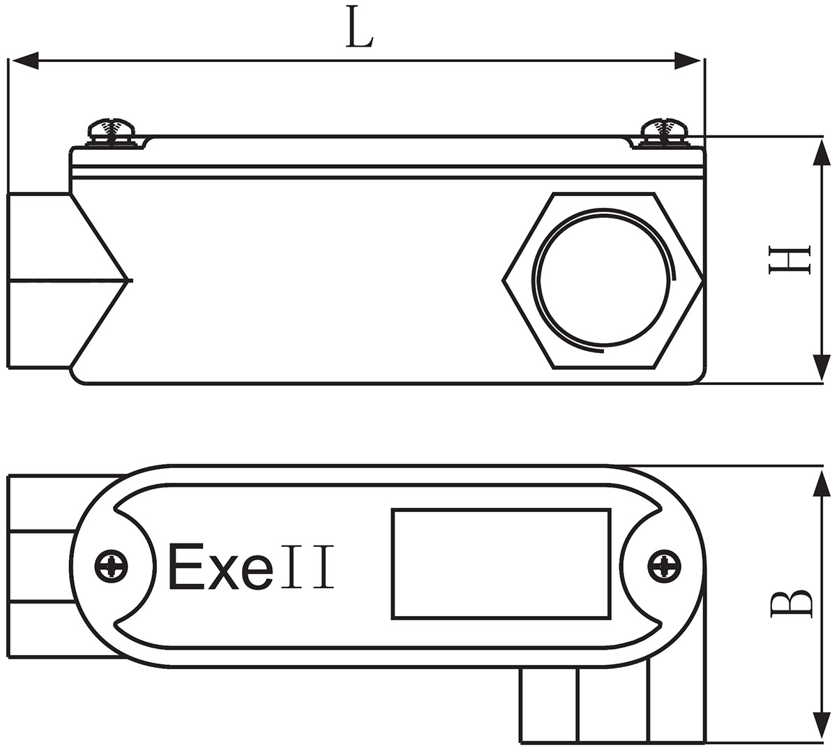 explosion-proof conduit outlet box yhxe-d right-hand tee schematic diagram