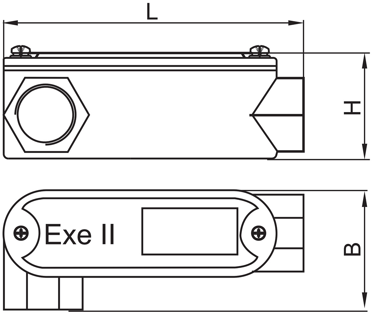 explosion-proof conduit outlet box yhxe-e left-hand tee schematic diagram