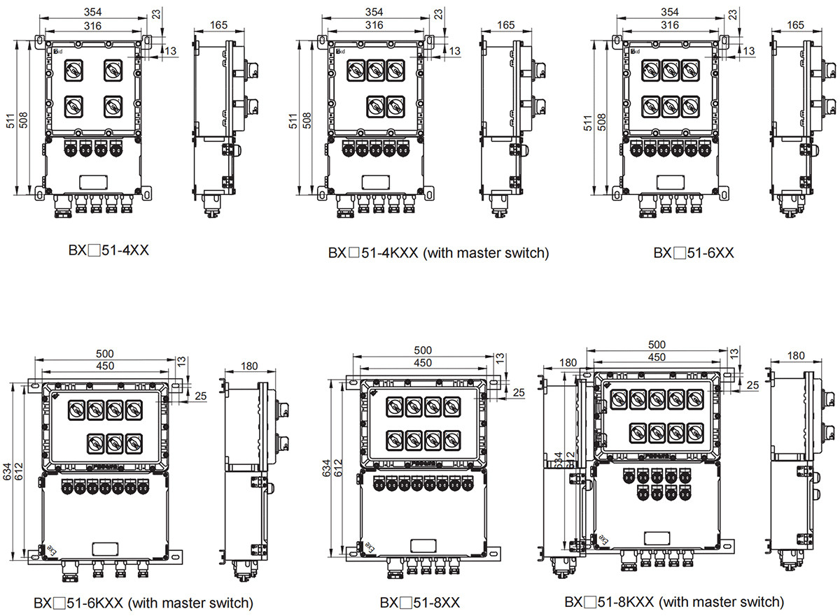 explosion-proof distribution box bx51 installation dimensions-1