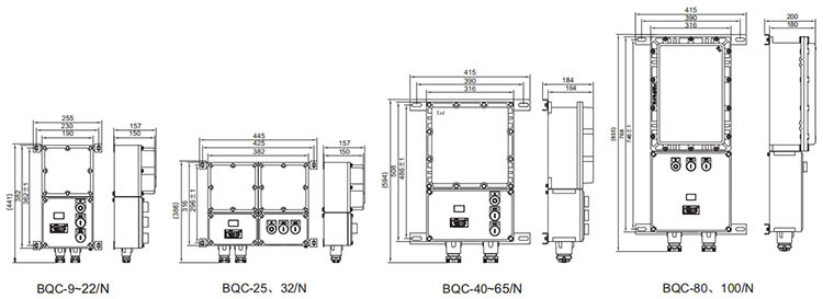 explosion proof electromagnetic starter bqc installation dimensions-3