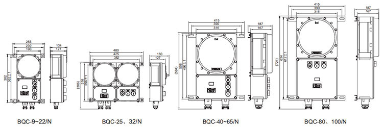 explosion proof electromagnetic starter bqc installation dimensions-4