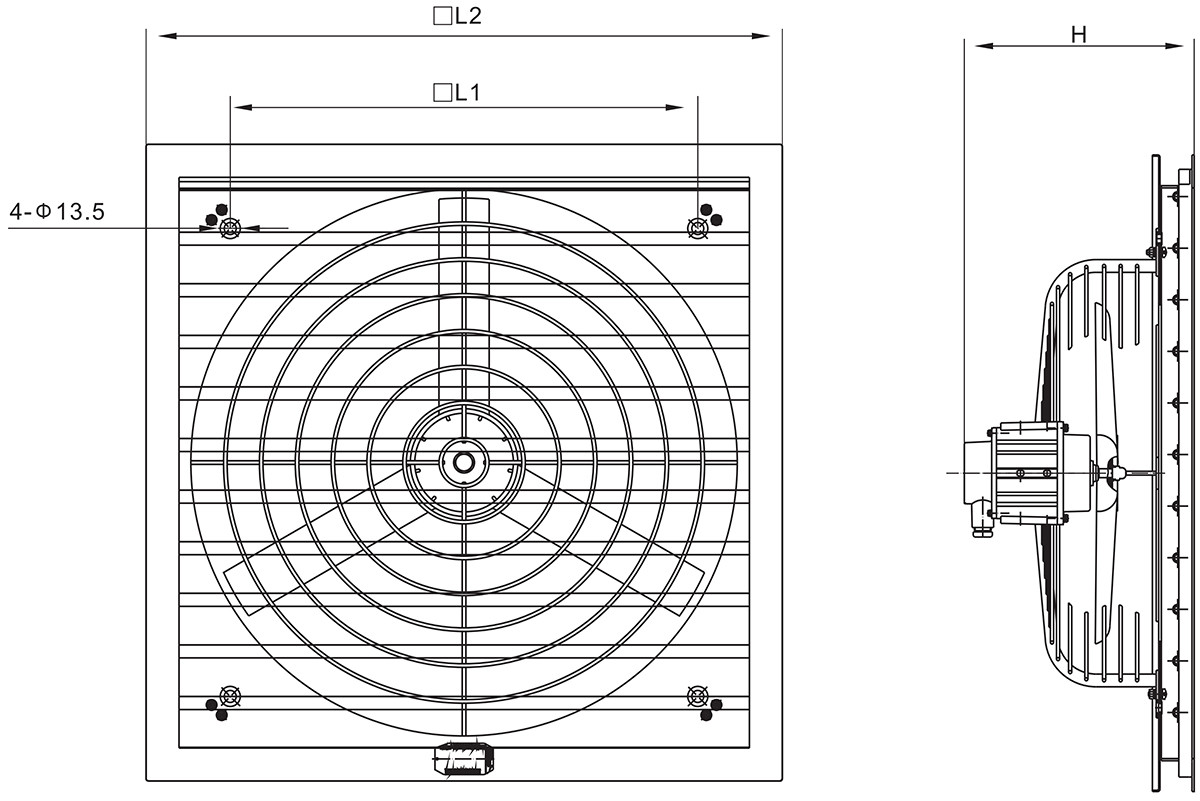 explosion-proof exhaust fan cbf installation dimensions
