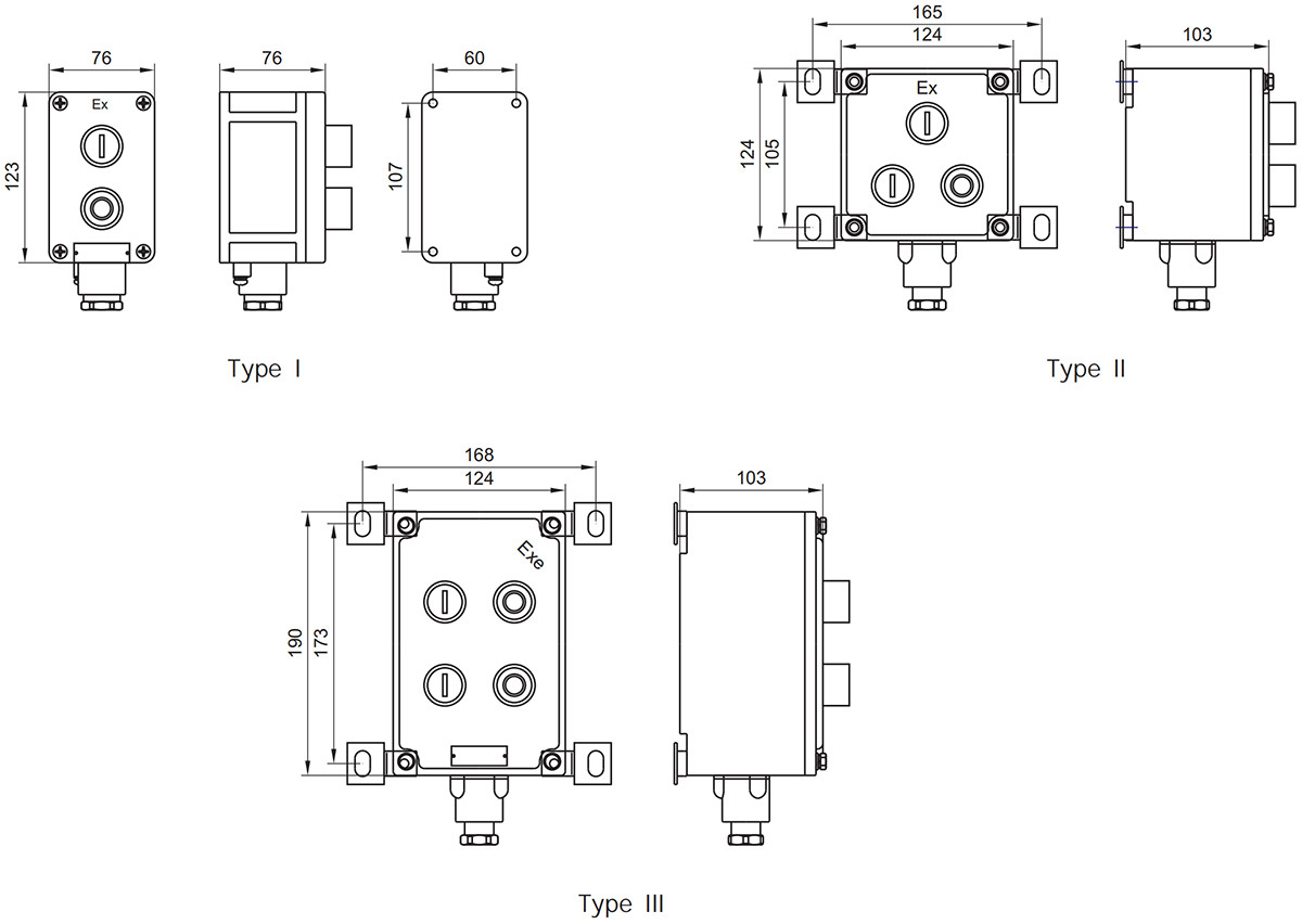 explosion proof push button la53 installation dimensions
