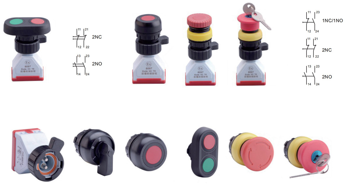 explosion-proof corrosion-resistant push button component ban8062 installation dimensions and contact diagram-1