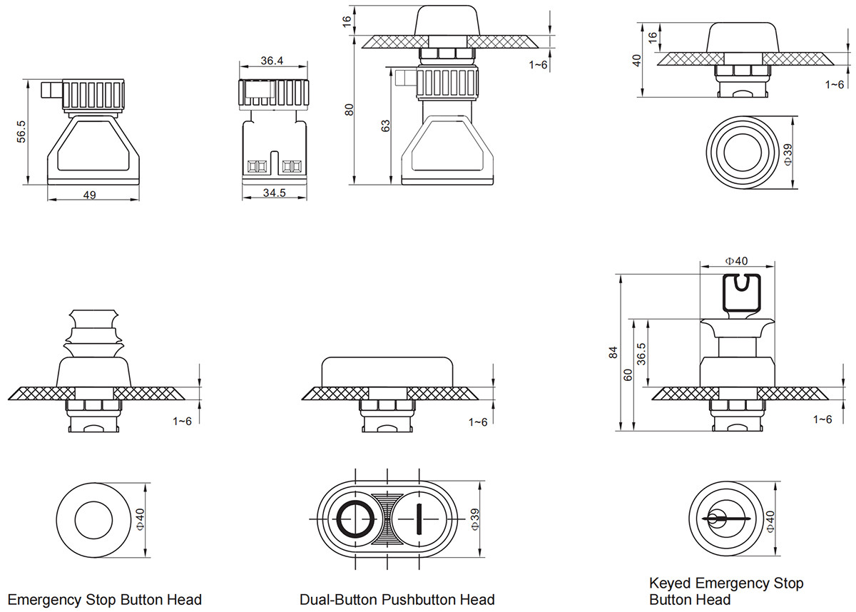 explosion-proof corrosion-resistant push button component ban8062 installation dimensions and contact diagram-2