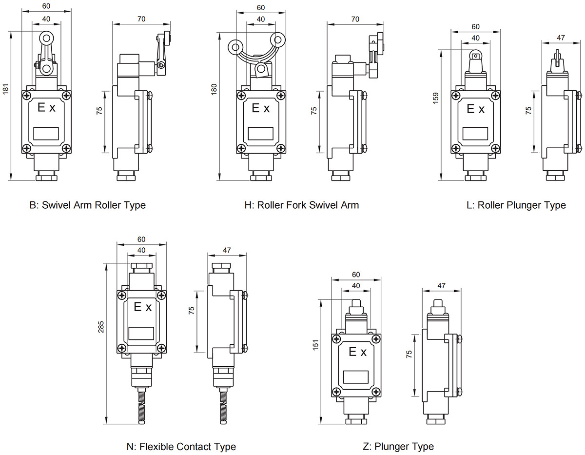 explosion-proof limit switch blx51 installation dimensions