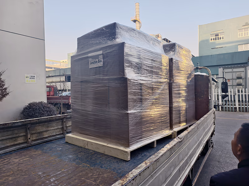 Heavy transport leaving the factory