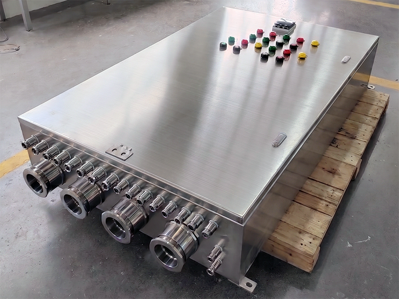 large stainless steel explosion-proof cabinet with cable glands
