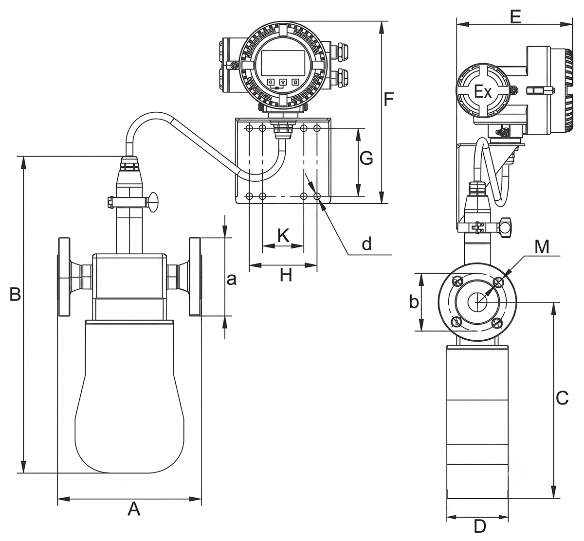 explosion-proof coriolis mass flowmeter shcmf dimensions of the cryogenic series-2