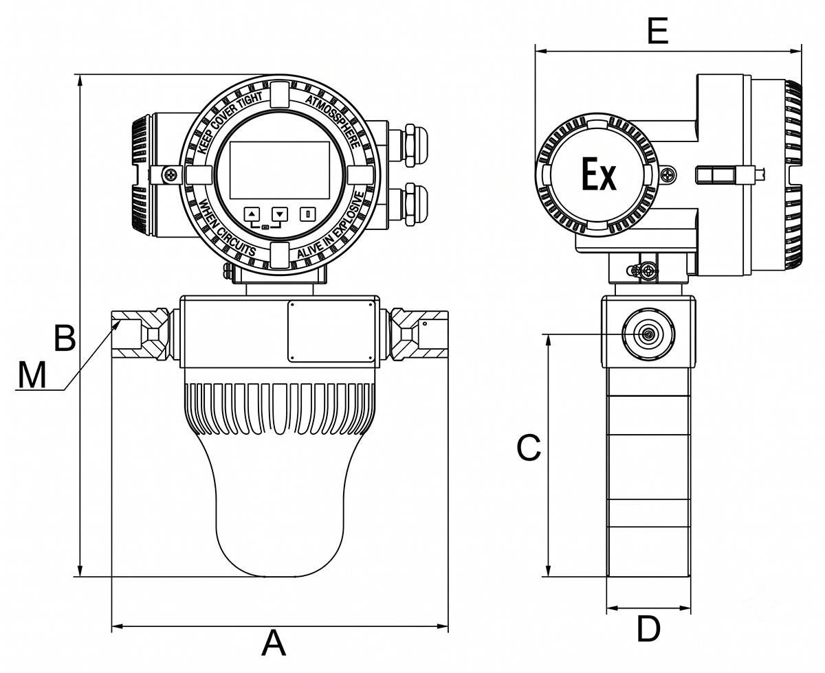 explosion-proof coriolis mass flowmeter shcmf dimensions of the high-pressure series