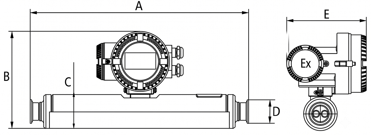 explosion-proof coriolis mass flowmeter shcmf dimensions of the straight-tube series