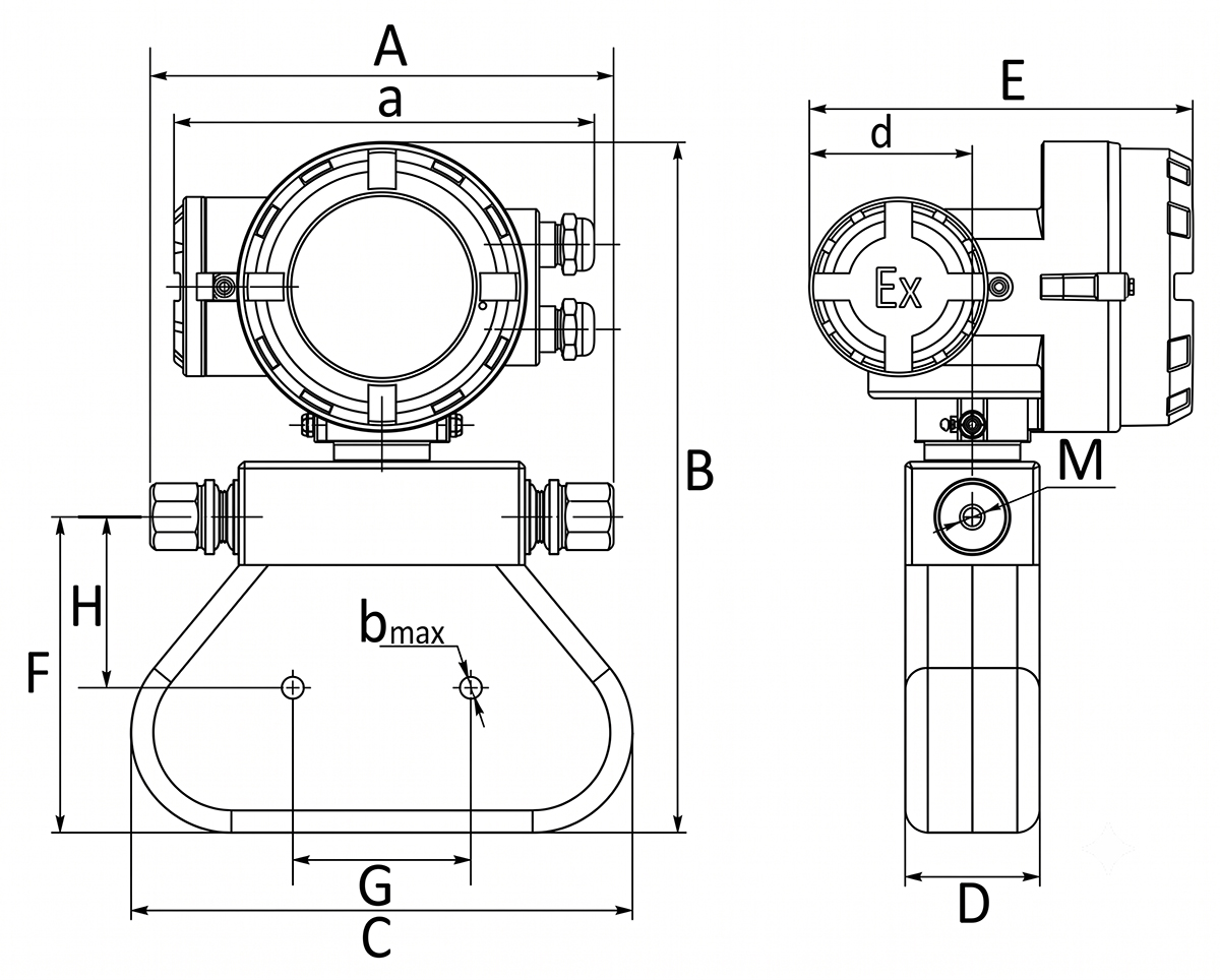 explosion-proof coriolis mass flowmeter shcmf standard model dimensions-1
