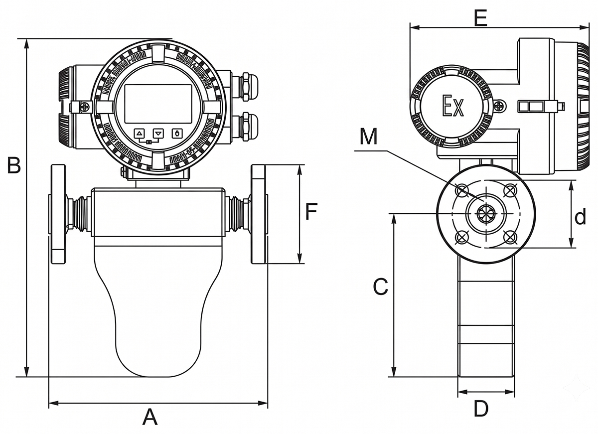 explosion-proof coriolis mass flowmeter shcmf standard model dimensions-2