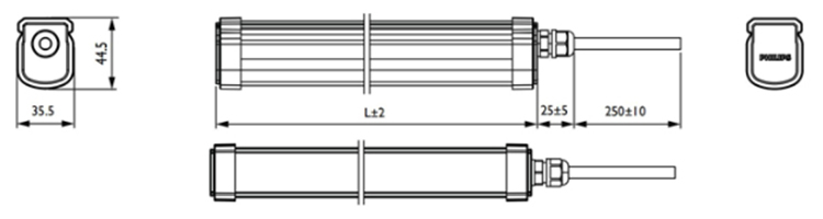 tri-proof fluorescent light fay installation dimensions